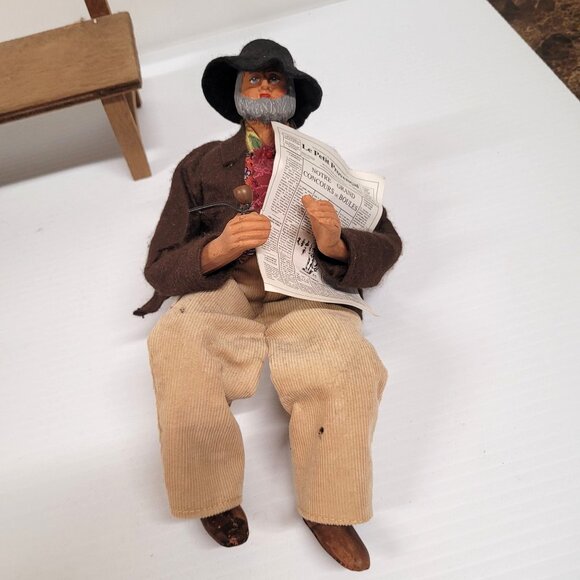 Santos Clay Figurines Set 2 Man Woman Sitting on a Bench Made in France Coffee - Picture 7 of 7